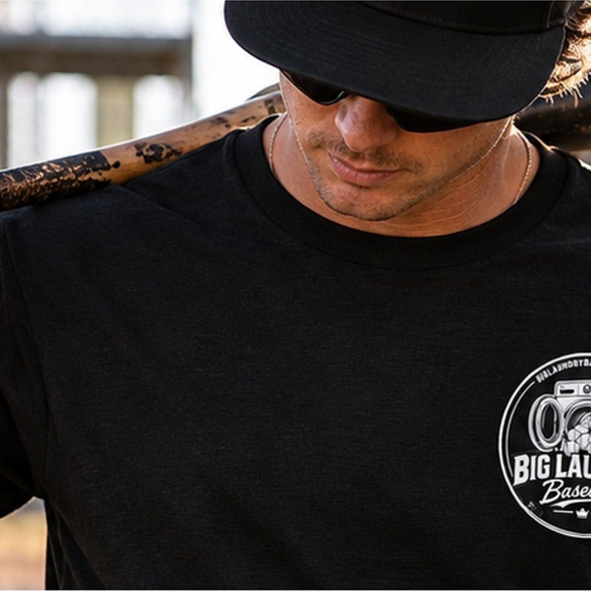 Spin Cycle Adult Tee - Black, front chest detail