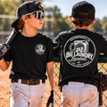 Spin Cycle Youth Tee - Black, front left-chest logo and back washing-machine logo